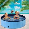 63 Inch Foldable Leakproof Dog Pet Pool Bathing Tub Kiddie Pool for Dogs Cats and Kids