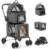 Double Pet Stroller Foldable 3-in-1 Dog Stroller with 2 Detachable Carriers